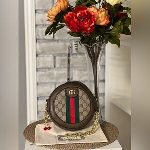 FASHION Beige and Brown Round Crossbody Bag